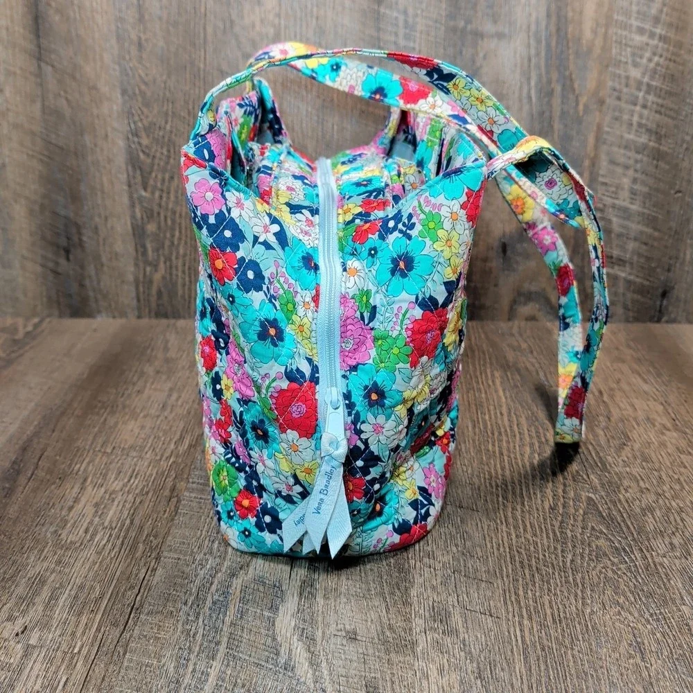 Vera Bradley Shoulder Bag Far Out Floral Three Compartment Quilted Purse Handbag